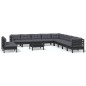 vidaXL Muebles de jardín 12 pzas con cojines negro madera maciza pino vidaXL Muebles de jardín 12 pzas con cojines negro madera maciza pino