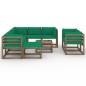 vidaXL Juego de muebles de jardín 10 piezas con cojines verde vidaXL Juego de muebles de jardín 10 piezas con cojines verde