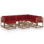 vidaXL Juego de muebles de jardín 8 piezas con cojines rojo vino tinto vidaXL Juego de muebles de jardín 8 piezas con cojines rojo vino tinto