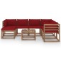vidaXL Juego de muebles de jardín 8 piezas con cojines rojo vino tinto vidaXL Juego de muebles de jardín 8 piezas con cojines rojo vino tinto