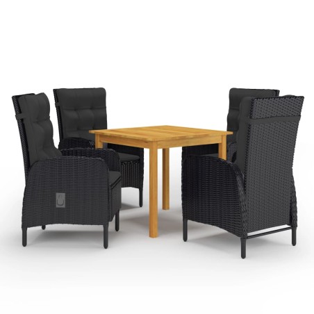 vidaXL Juego de comedor de jardín de 5 piezas negro