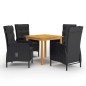 vidaXL Juego de comedor de jardín de 5 piezas negro vidaXL Juego de comedor de jardín de 5 piezas negro