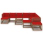 vidaXL Juego de muebles de jardín 12 piezas con cojines rojo vidaXL Juego de muebles de jardín 12 piezas con cojines rojo
