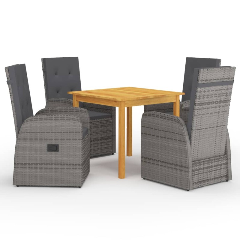 vidaXL Juego de comedor para jardín 5 piezas gris vidaXL Juego de comedor para jardín 5 piezas gris