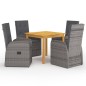 vidaXL Juego de comedor para jardín 5 piezas gris vidaXL Juego de comedor para jardín 5 piezas gris