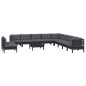 vidaXL Muebles de jardín 12 pzas con cojines negro madera maciza pino vidaXL Muebles de jardín 12 pzas con cojines negro madera maciza pino
