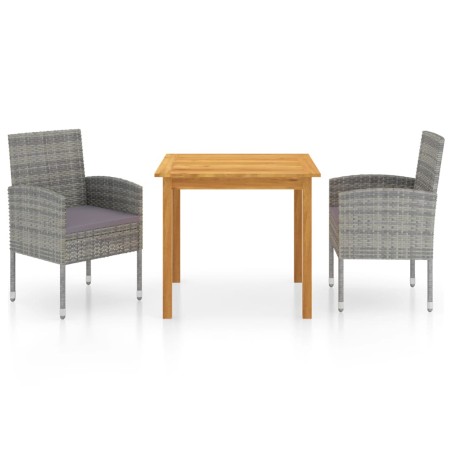 vidaXL Juego de comedor para jardín 3 piezas gris