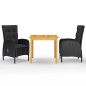 vidaXL Juego de comedor de jardín de 3 piezas negro vidaXL Juego de comedor de jardín de 3 piezas negro