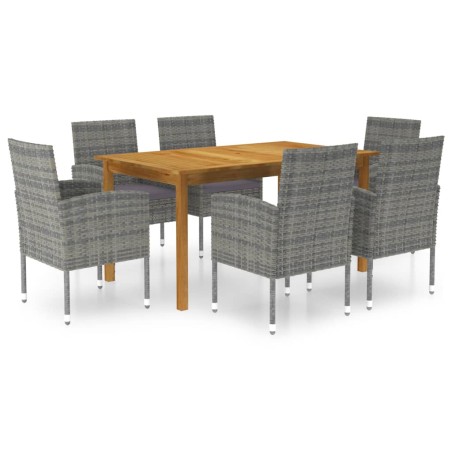 vidaXL Juego de comedor para jardín de 7 piezas gris