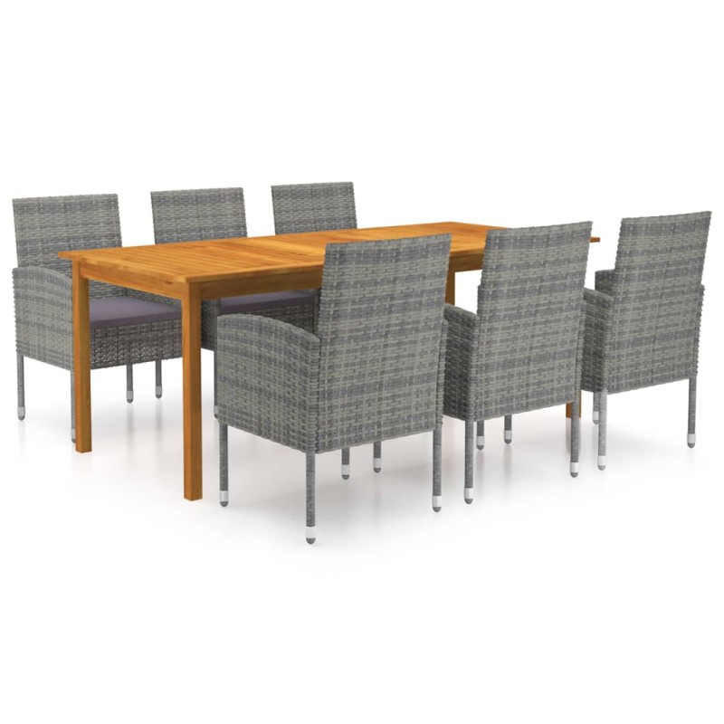 vidaXL Juego de comedor para jardín de 7 piezas gris vidaXL Juego de comedor para jardín de 7 piezas gris