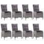 vidaXL Juego de comedor de jardín 9 piezas gris