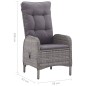 vidaXL Juego de comedor de jardín 9 piezas gris