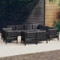 vidaXL Muebles de jardín 11 pzas y cojines negro madera maciza de pino vidaXL Muebles de jardín 11 pzas y cojines negro madera maciza de pino