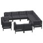 vidaXL Muebles de jardín 11 pzas y cojines negro madera maciza de pino vidaXL Muebles de jardín 11 pzas y cojines negro madera maciza de pino