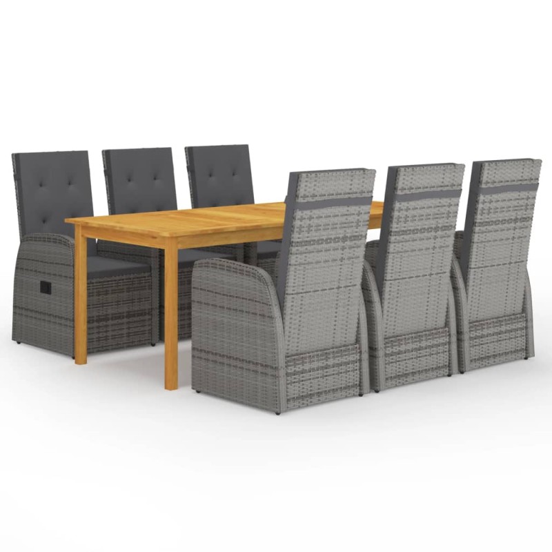 vidaXL Juego de comedor para jardín de 7 piezas gris vidaXL Juego de comedor para jardín de 7 piezas gris