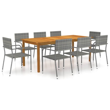 vidaXL Juego de comedor de jardín 9 piezas gris