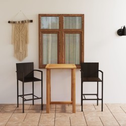 vidaXL Conjunto de bar para jardín 3 piezas marrón