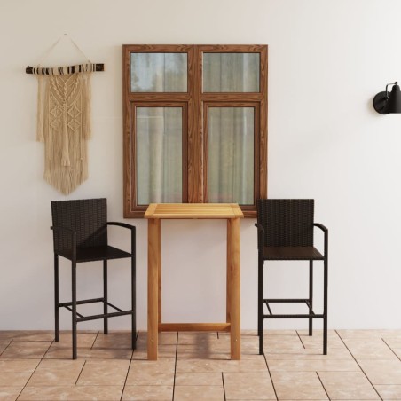 vidaXL Conjunto de bar para jardín 3 piezas marrón