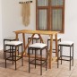 vidaXL Conjunto de bar para jardín 7 piezas con cojines marrón vidaXL Conjunto de bar para jardín 7 piezas con cojines marrón