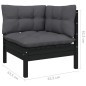 vidaXL Muebles de jardín 11 pzas y cojines negro madera maciza de pino vidaXL Muebles de jardín 11 pzas y cojines negro madera maciza de pino
