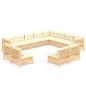 vidaXL Muebles de jardín 12 piezas y cojines madera maciza de pino