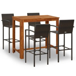 vidaXL Conjunto de bar para jardín 5 piezas marrón