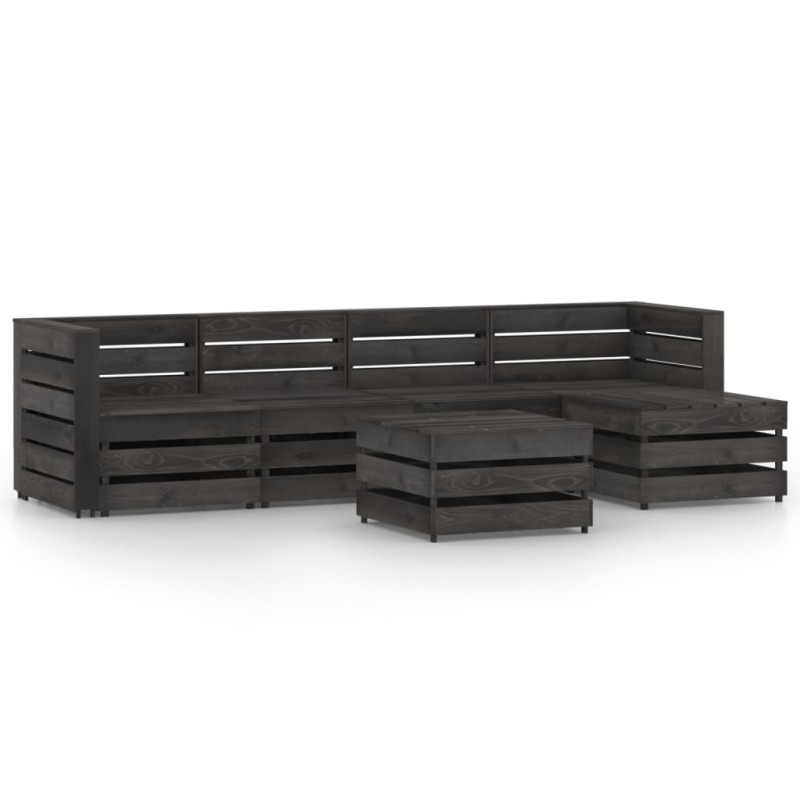 vidaXL Set de muebles de jardín 6 pzas madera de pino impregnada gris vidaXL Set de muebles de jardín 6 pzas madera de pino impregnada gris