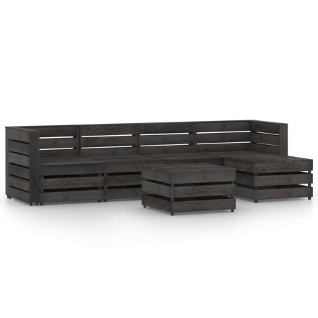 vidaXL Set de muebles de jardín 6 pzas madera de pino impregnada gris