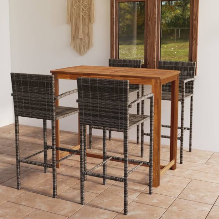 vidaXL Conjunto de bar para jardín 5 piezas gris