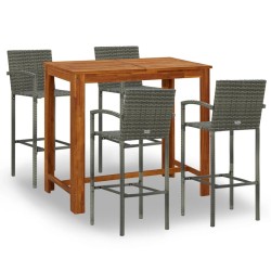 vidaXL Conjunto de bar para jardín 5 piezas gris