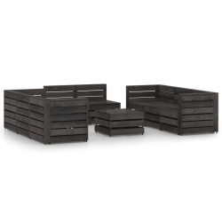 vidaXL Set de muebles de jardín 9 pzas madera de pino impregnada gris