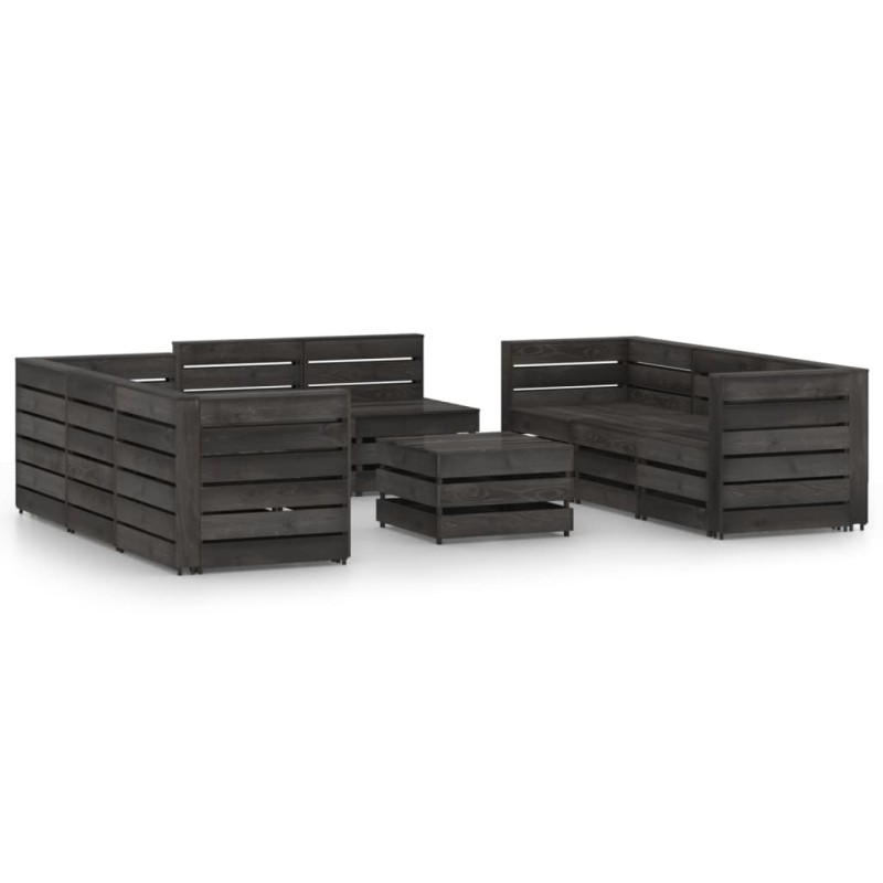 vidaXL Set de muebles de jardín 9 pzas madera de pino impregnada gris vidaXL Set de muebles de jardín 9 pzas madera de pino impregnada gris