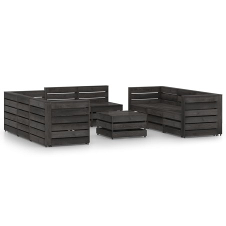 vidaXL Set de muebles de jardín 9 pzas madera de pino impregnada gris