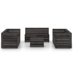 vidaXL Set de muebles de jardín 9 pzas madera de pino impregnada gris