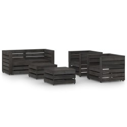 vidaXL Set de muebles de jardín 6 pzas madera de pino impregnada gris