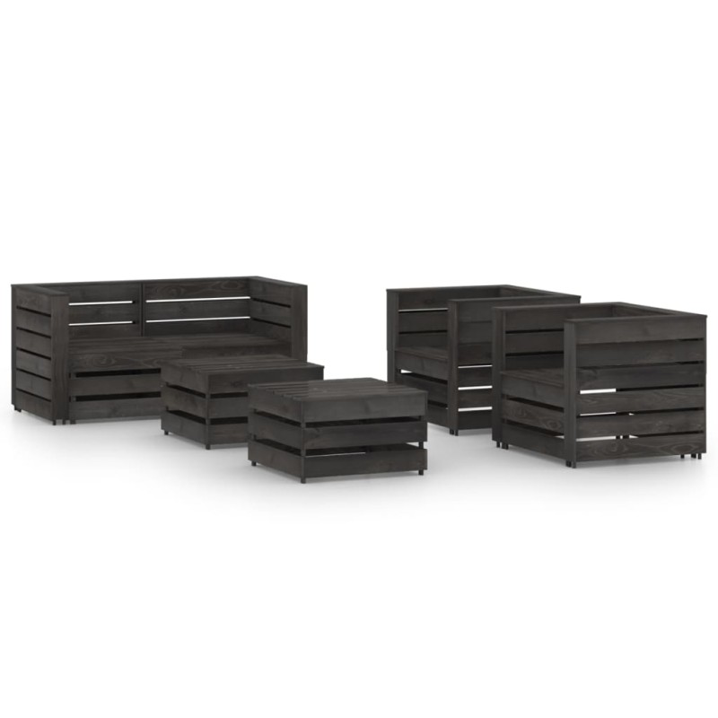 vidaXL Set de muebles de jardín 6 pzas madera de pino impregnada gris