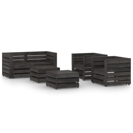 vidaXL Set de muebles de jardín 6 pzas madera de pino impregnada gris