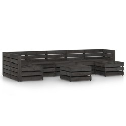 vidaXL Set de muebles de jardín 8 pzas madera de pino impregnada gris