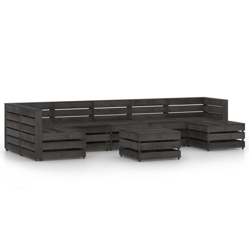 vidaXL Set de muebles de jardín 8 pzas madera de pino impregnada gris vidaXL Set de muebles de jardín 8 pzas madera de pino impregnada gris