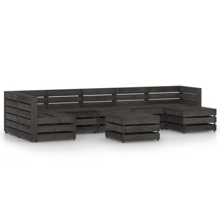 vidaXL Set de muebles de jardín 8 pzas madera de pino impregnada gris
