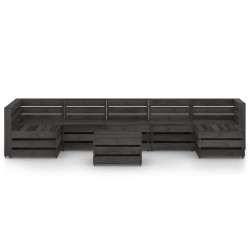 vidaXL Set de muebles de jardín 8 pzas madera de pino impregnada gris