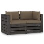 vidaXL Sofá de palets 2 plazas cojines gris madera de pino impregnada vidaXL Sofá de palets 2 plazas cojines gris madera de pino impregnada