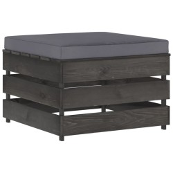 vidaXL Otomana seccional con cojín madera impregnada gris