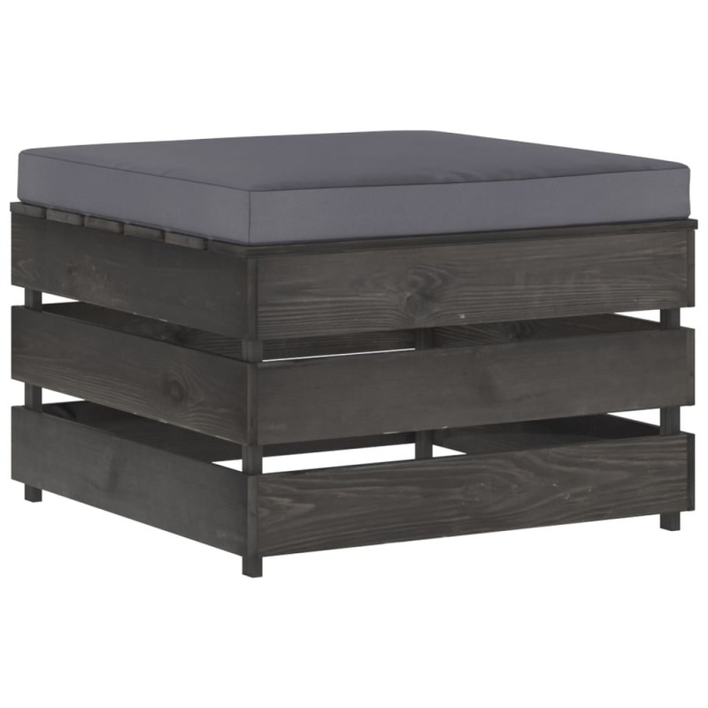 vidaXL Otomana seccional con cojín madera impregnada gris vidaXL Otomana seccional con cojín madera impregnada gris