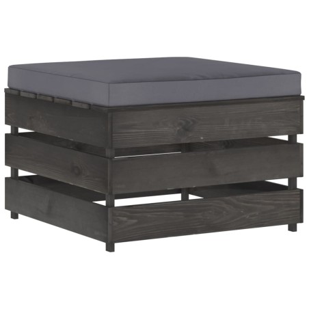 vidaXL Otomana seccional con cojín madera impregnada gris