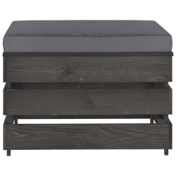 vidaXL Otomana seccional con cojín madera impregnada gris