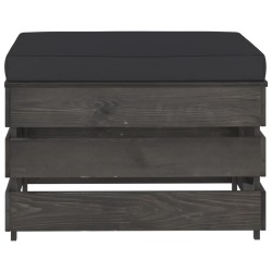 vidaXL Otomana seccional con cojín madera impregnada gris