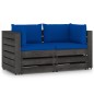 vidaXL Sofá de palets 2 plazas cojines gris madera de pino impregnada vidaXL Sofá de palets 2 plazas cojines gris madera de pino impregnada