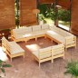 vidaXL Muebles de jardín 11 pzas y cojines madera maciza de pino crema vidaXL Muebles de jardín 11 pzas y cojines madera maciza de pino crema