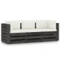 vidaXL Sofá de palets 3 plazas cojines gris madera de pino impregnada vidaXL Sofá de palets 3 plazas cojines gris madera de pino impregnada